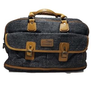 Vintage Cambridge Duffel Tweed Bag Leather Handles
